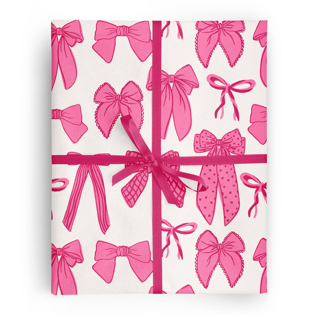 Pink and Red Bows Wrapping Paper Roll Bonjour Fete Party Supplies Gift Wrapping