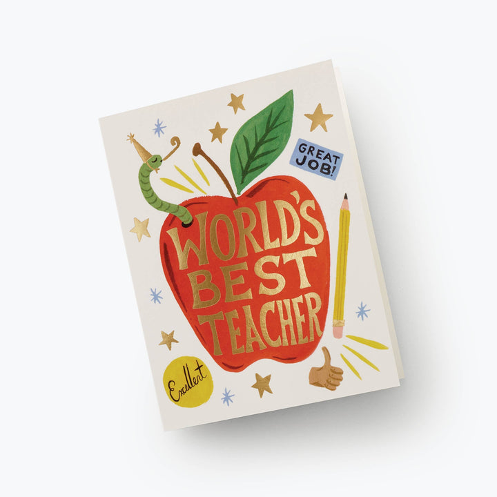 World's Best Teacher Card Rifle Paper Co. Bonjour Fete - Party Supplies