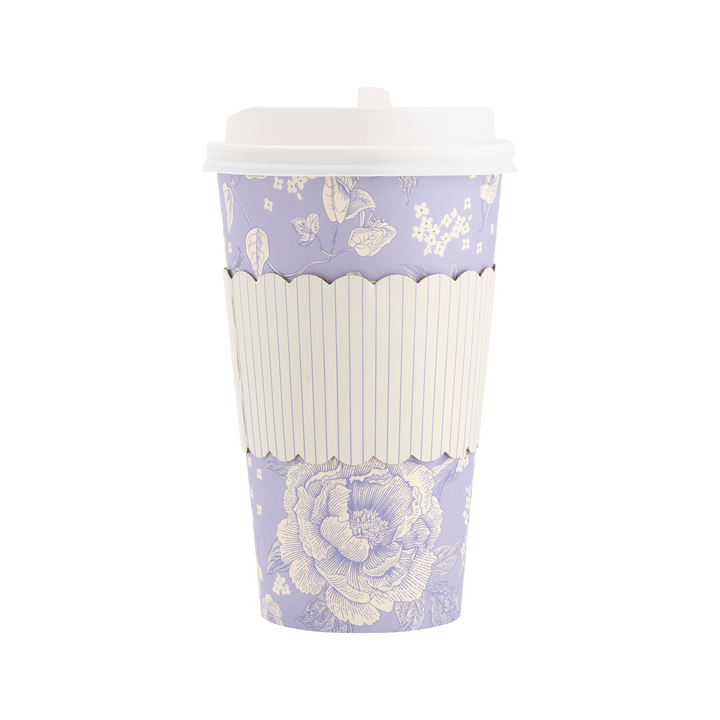 Blue Pinstripe Floral Coffee Cups Bonjour Fete Party Supplies Baby Shower
