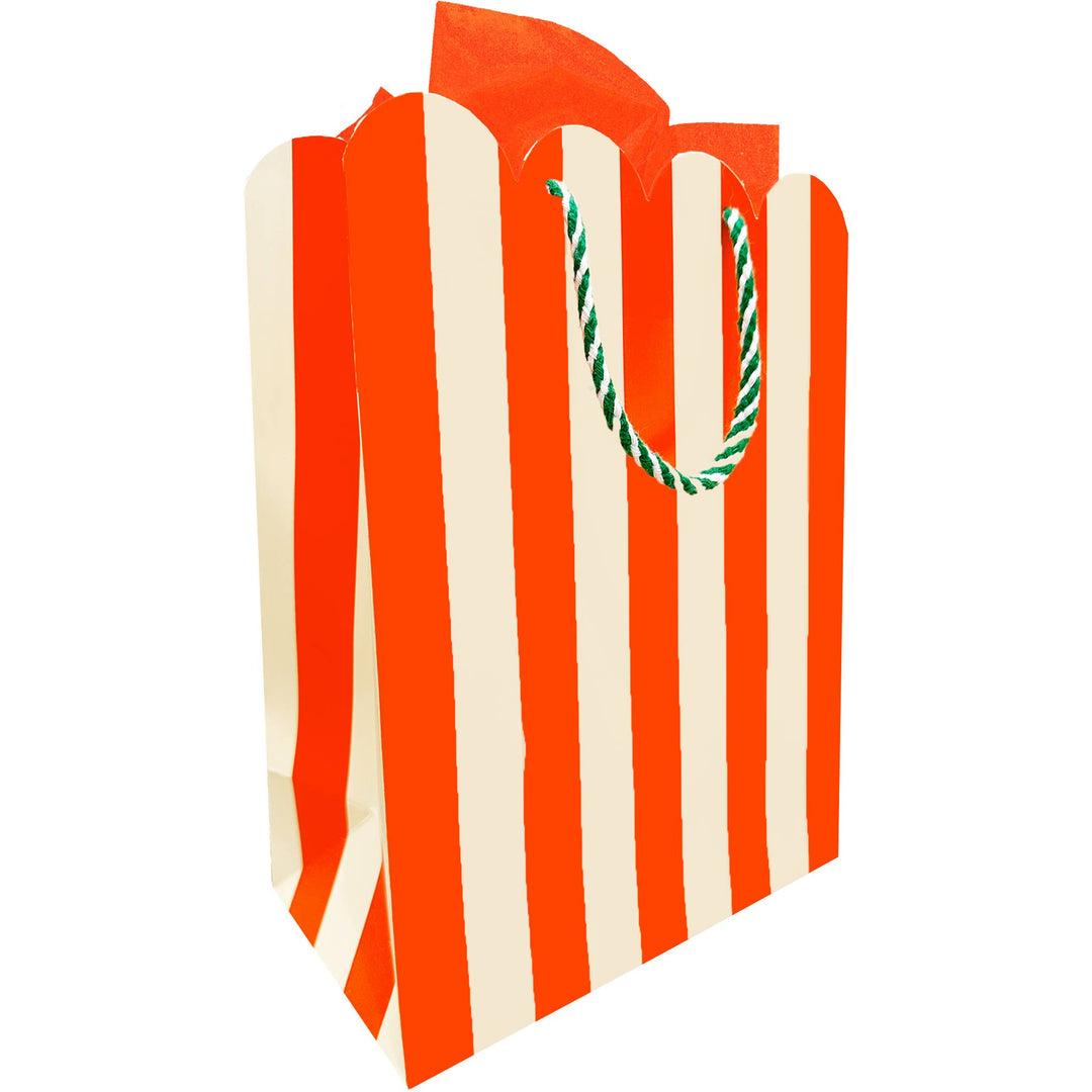Holiday Stripe Scallop Gift Bag The Social Type Holiday Stripe Scallop Gift Bag Bonjour Fete - Party Supplies