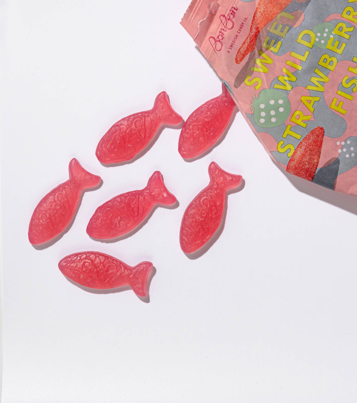 Sweet Wild Strawberry Fish - Swedish Candy 5.2oz (150g) BonBon - A Swedish Candy Co Sweet Wild Strawberry Fish - Swedish Candy 5.2oz (150g) Bonjour Fete - Party Supplies