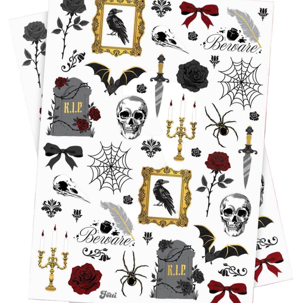 ROMANTIC HORROR TEMPORARY TATTOOS xo, Fetti Halloween Party Favors & Boo Baskets ROMANTIC HORROR TEMPORARY TATTOOS Bonjour Fete - Party Supplies