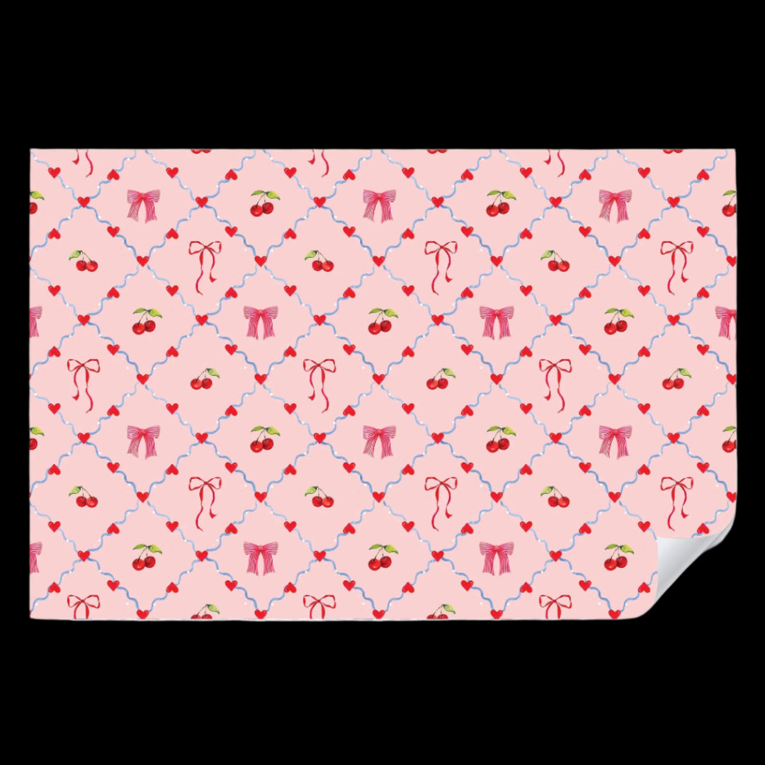 Mon Cherry Valentine's Day Placemat Pad Cami Monet Mon Cherry Valentine's Day Placemat Pad Bonjour Fete - Party Supplies