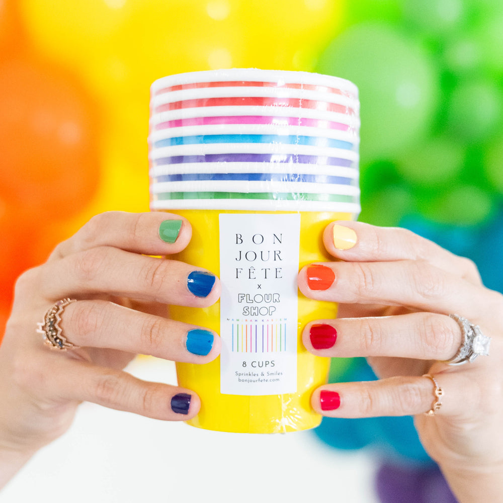 SPRINKLES & SMILES ASSORTED RAINBOW CUPS Bonjour Fete Cups Bonjour Fete - Party Supplies