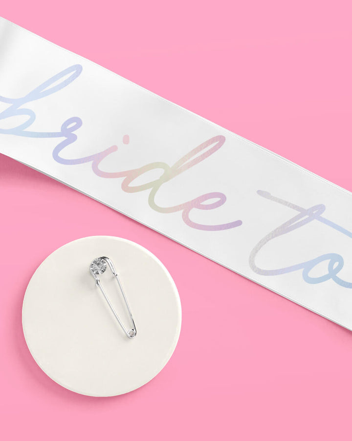Tying the Knot pack with a bride sash, a veil, and gloves
