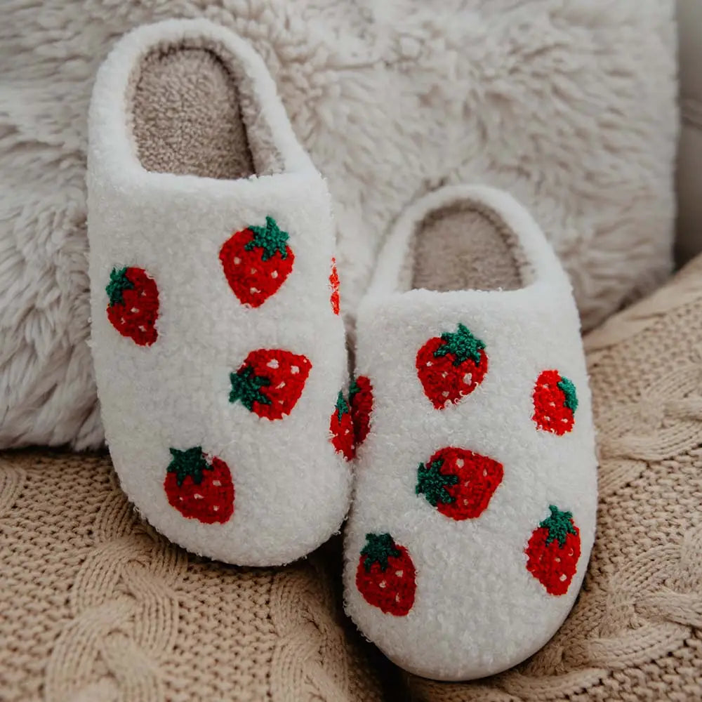 STRAWBERRY FUZZY SLIPPERS Katydid Adult Jewelry & Accessories STRAWBERRY FUZZY SLIPPERS Bonjour Fete - Party Supplies