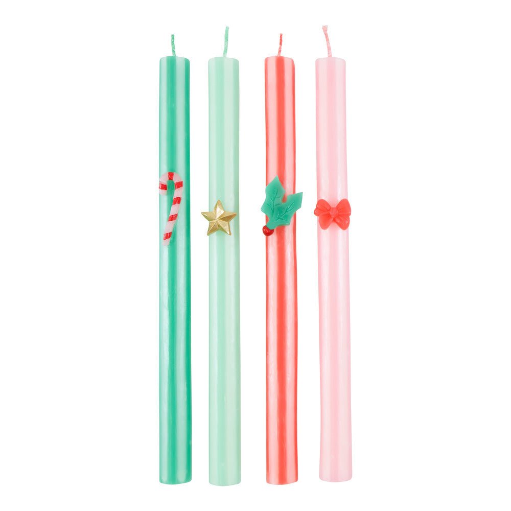 Festive Striped Table Candles
