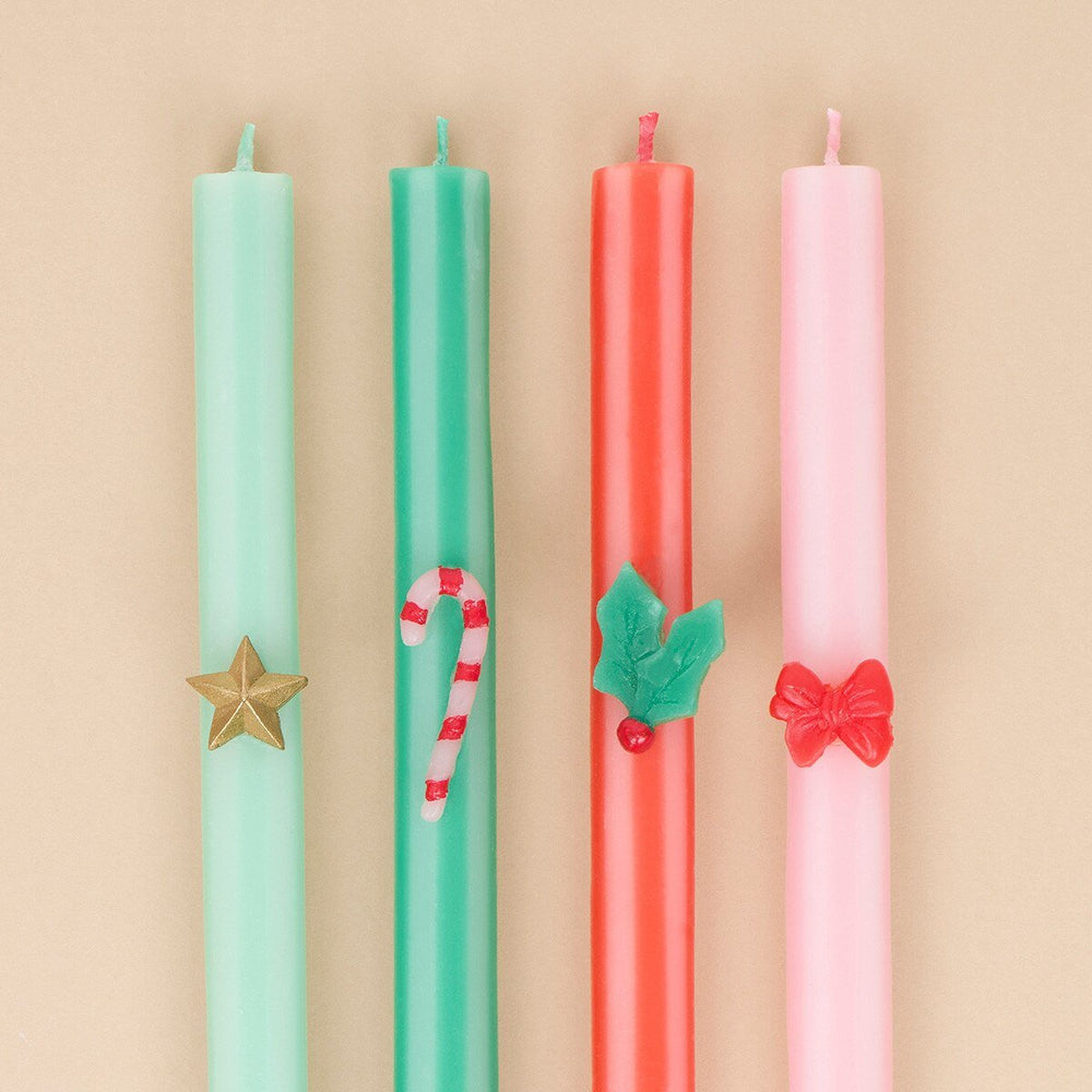 Festive Striped Table Candles