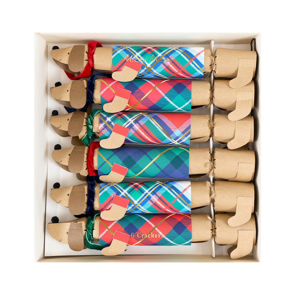 Plaid Sausage Dog Christmas Crackers