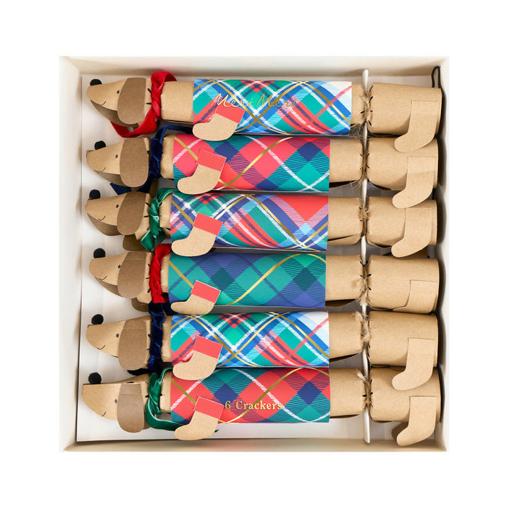 Plaid Sausage Dog Christmas Crackers
