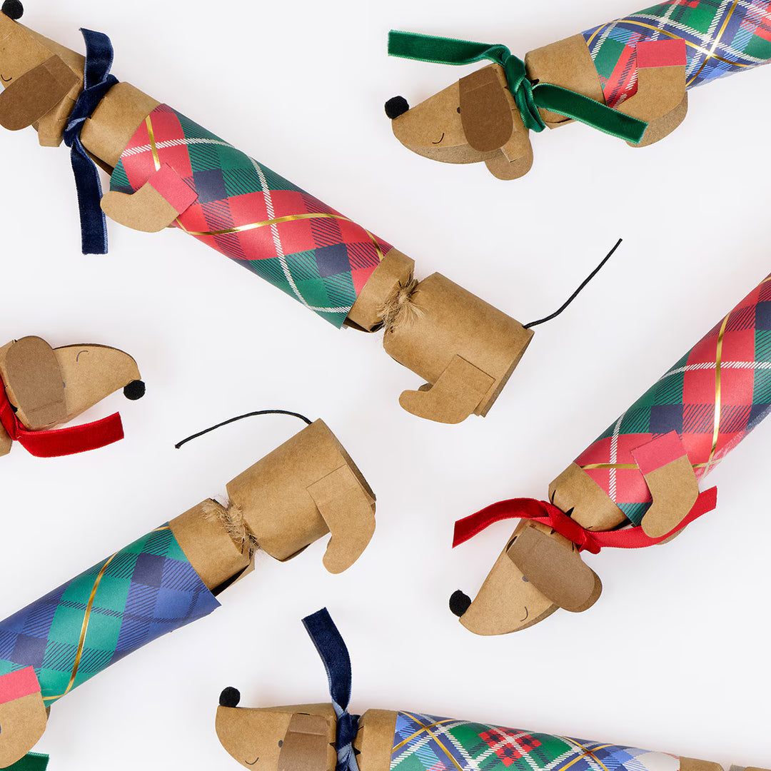 Plaid Sausage Dog Christmas Crackers