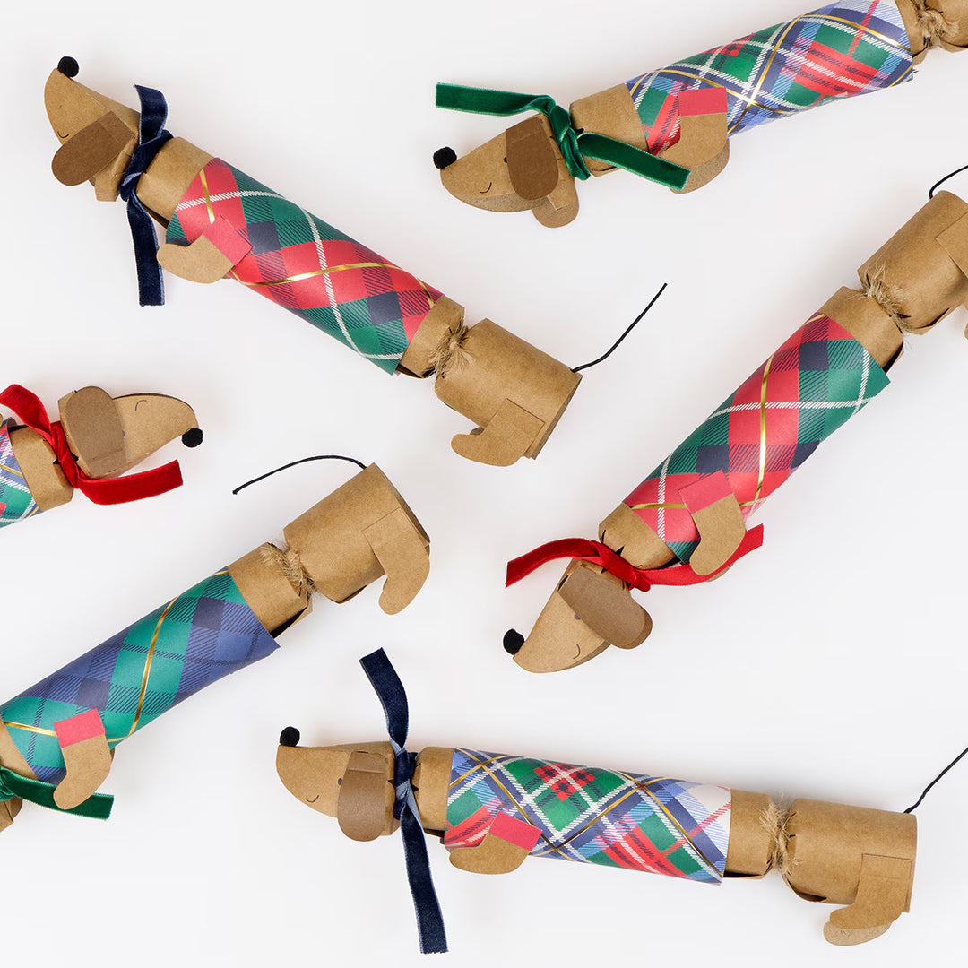 Plaid Sausage Dog Christmas Crackers