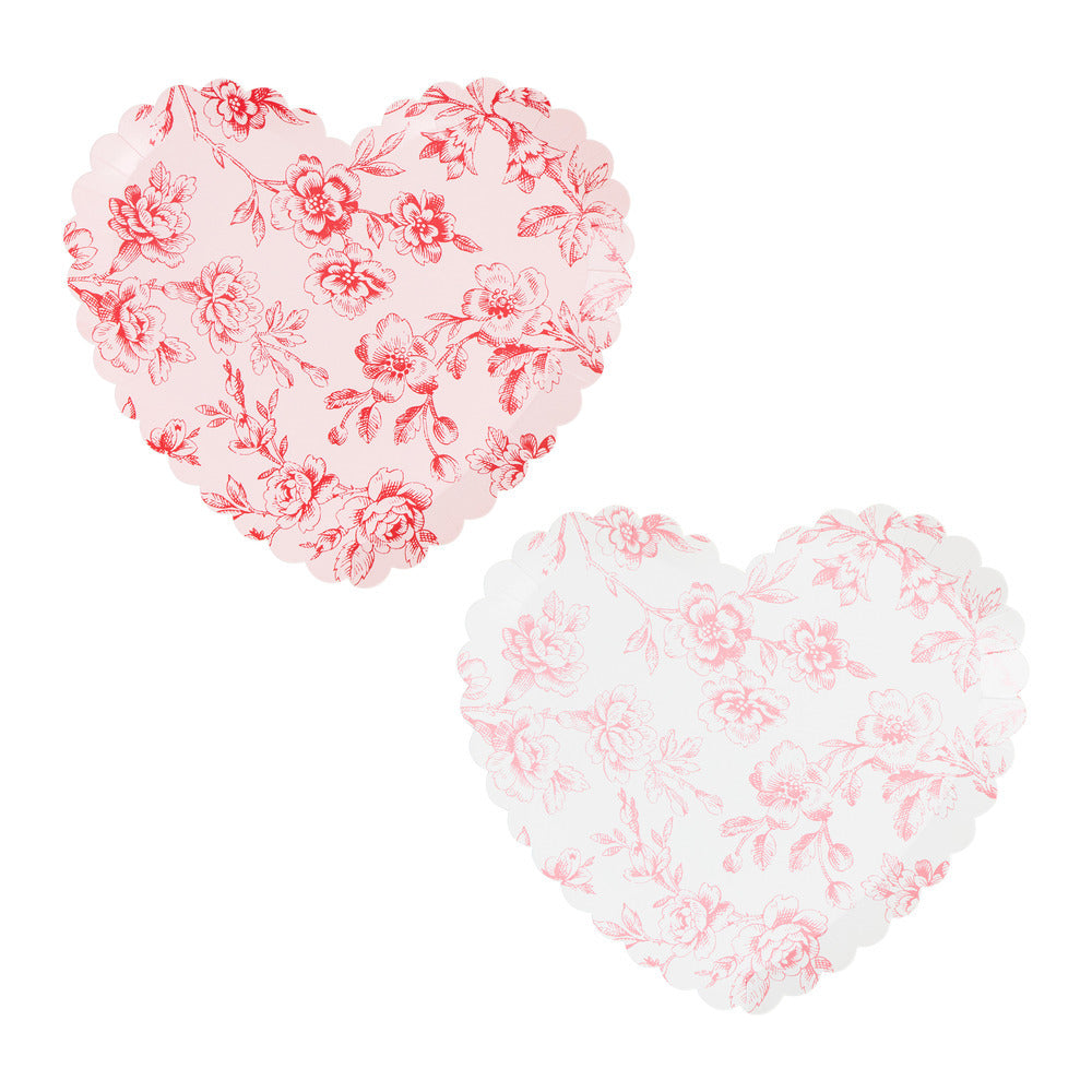 Toile Floral Heart Plates