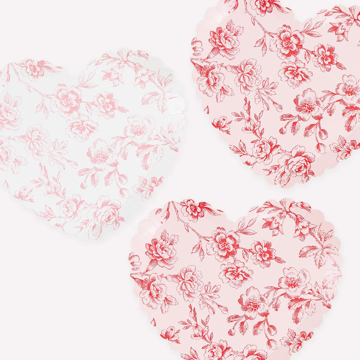 Toile Floral Heart Plates