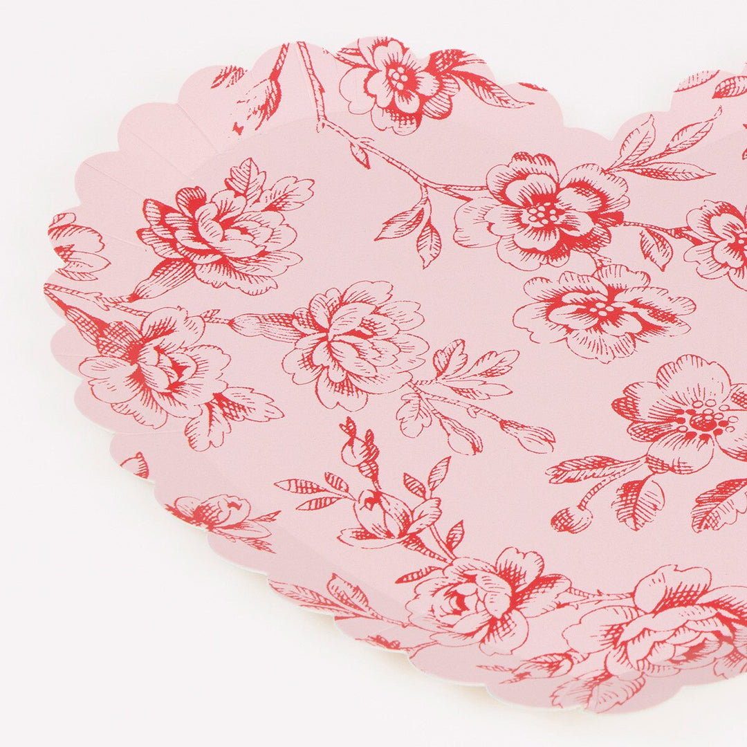 Toile Floral Heart Plates