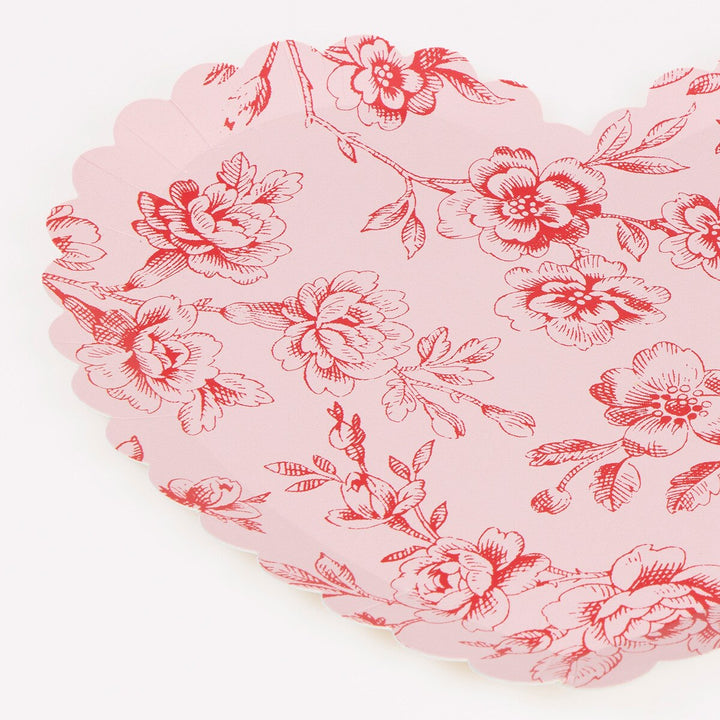 Toile Floral Heart Plates