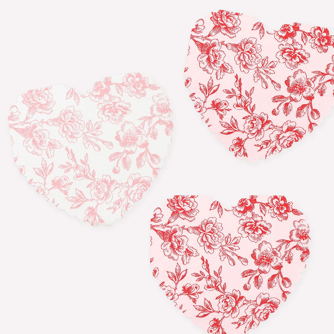 Toile Floral Heart Napkins