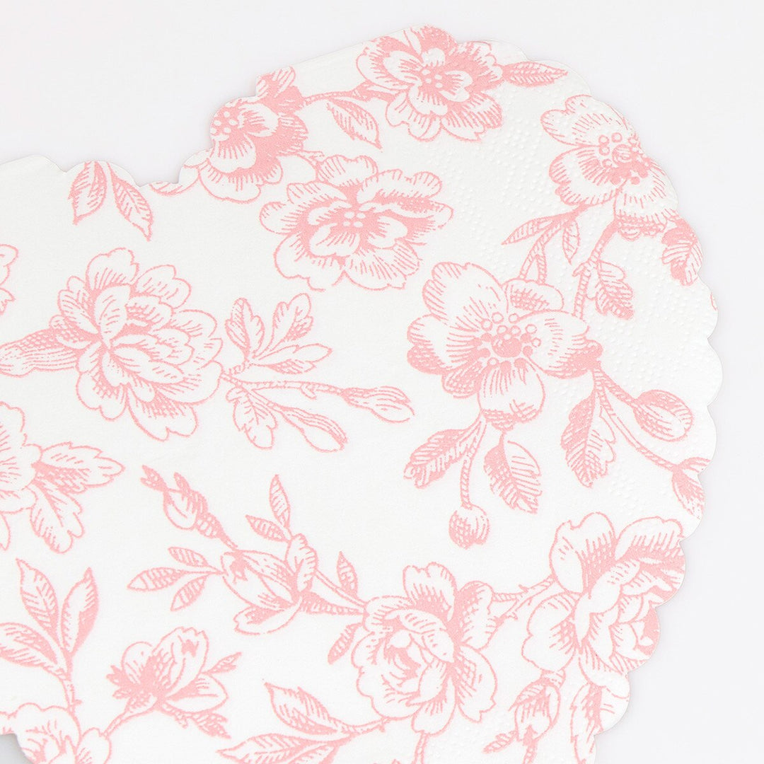 Toile Floral Heart Napkins