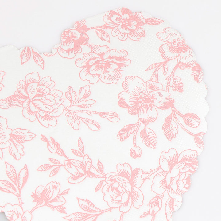 Toile Floral Heart Napkins
