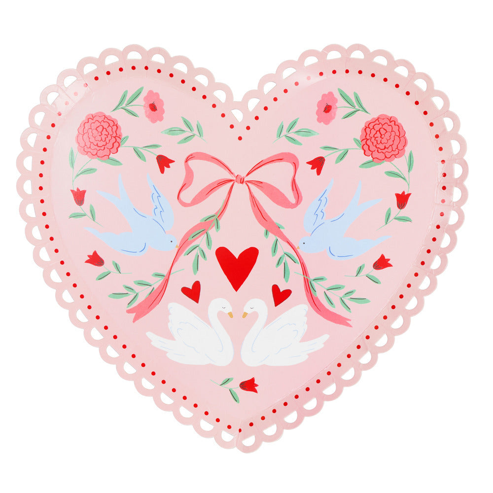 Lovebird Lace Heart Plates