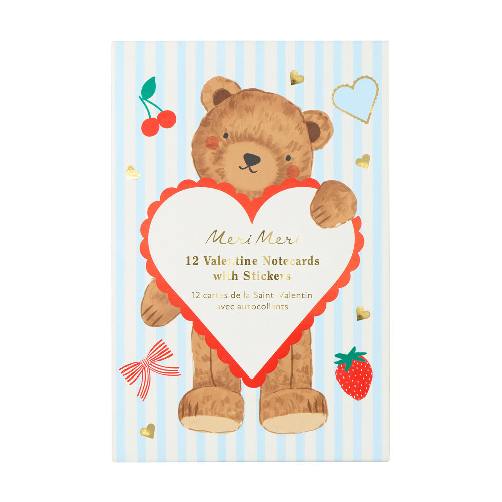 Teddy Bear Valentine's Cards & Stickers Set