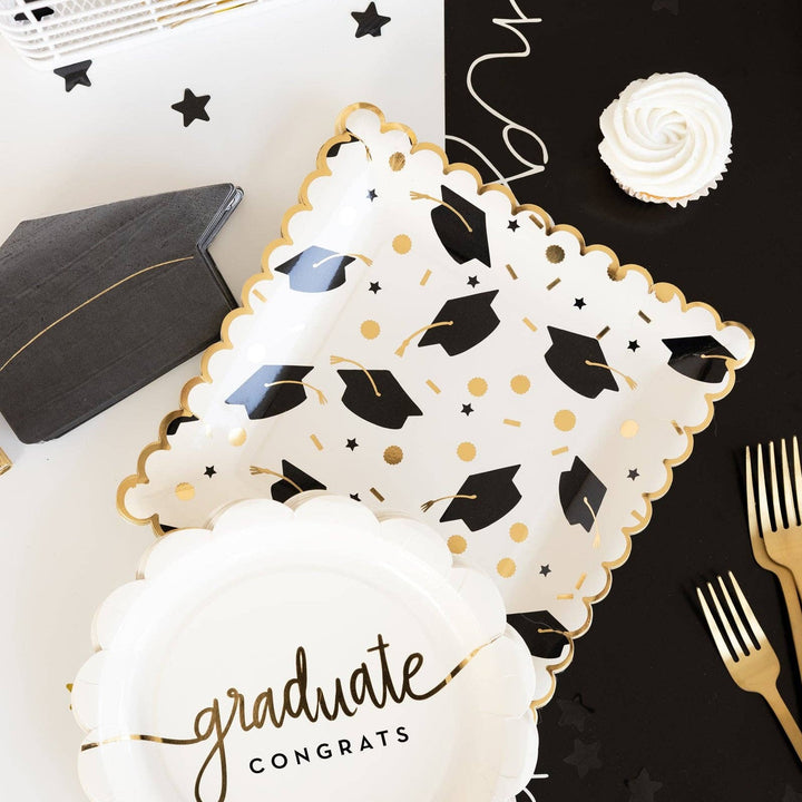GRD1037 - Graduation Cap Shaped Paper Dinner Napkin My Mind’s Eye Bonjour Fete - Party Supplies
