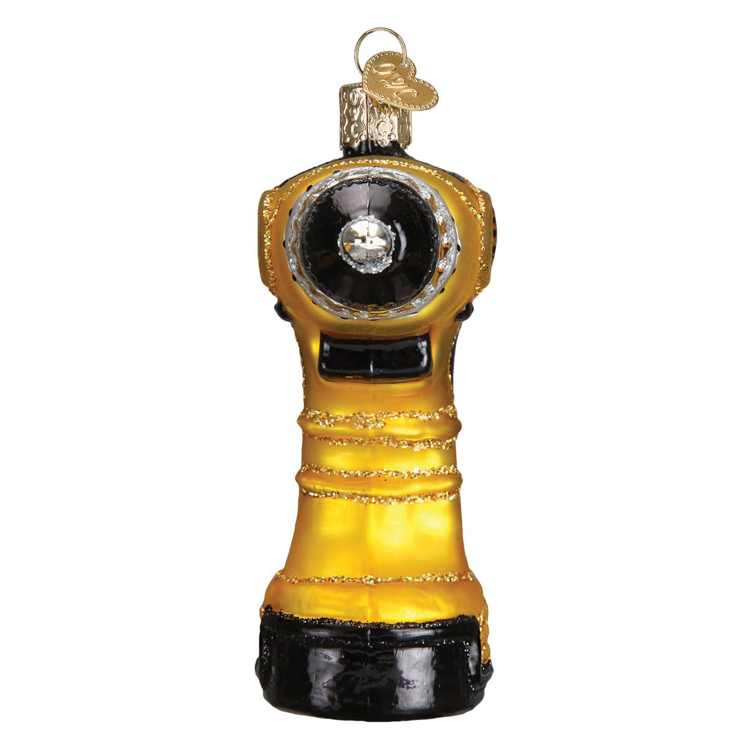 Power drill ornament, opposite side of the yellow and black body