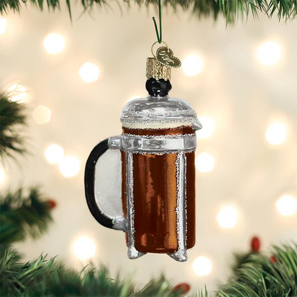 French Coffee Press Old World Christmas 1.25 X 2.25 X 3.75 / 32366 French Coffee Press Bonjour Fete - Party Supplies