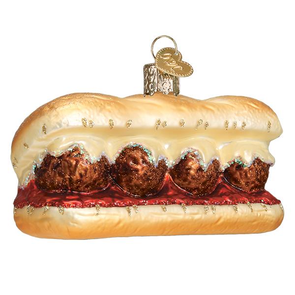 Meatball Sandwich Ornament Old World Christmas 1.75 X 2.25 X 4 / 32384 Meatball Sandwich Ornament Bonjour Fete - Party Supplies