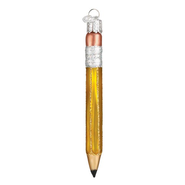 Yellow pencil glass ornament for a teacher gift or Christmas tree