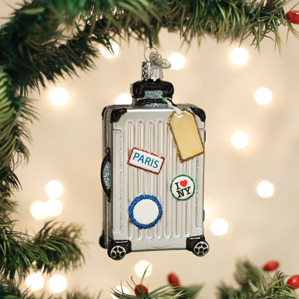 Rolling Suitcase Ornament Old World Christmas 4 X 2.25 X 1.5 / 32577 Rolling Suitcase Ornament Bonjour Fete - Party Supplies