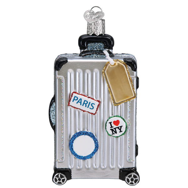 Rolling Suitcase Ornament Old World Christmas 4 X 2.25 X 1.5 / 32577 Rolling Suitcase Ornament Bonjour Fete - Party Supplies