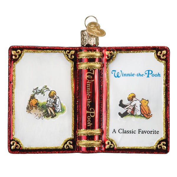 The same ornament closed and opened flat to show the Winnie-the-Pooh cover and A Classic Favorite