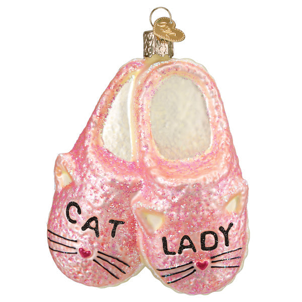 Cat Lady Slippers Ornament Old World Christmas 4.25 X 3.25 X 1.5 / 32662 Cat Lady Slippers Ornament Bonjour Fete - Party Supplies
