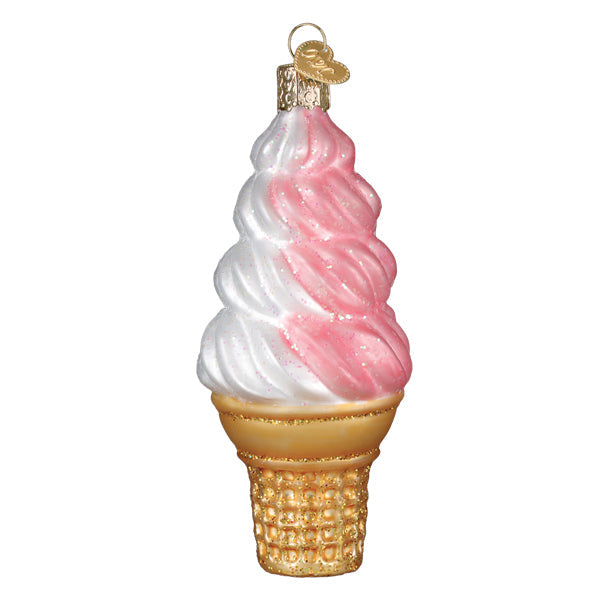 Strawberry Swirl Soft Serve Ornament Old World Christmas 4.25 X 1.75 X 1.75 / 32701 Strawberry Swirl Soft Serve Ornament Bonjour Fete - Party Supplies