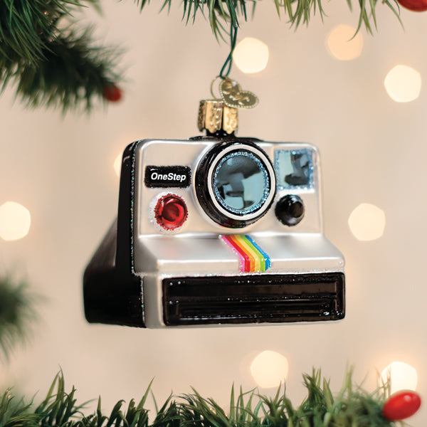 Polaroid Onestep Camera Ornament Old World Christmas 3.25 X 2.5 X 0.75 / 32739 Polaroid Onestep Camera Ornament Bonjour Fete - Party Supplies