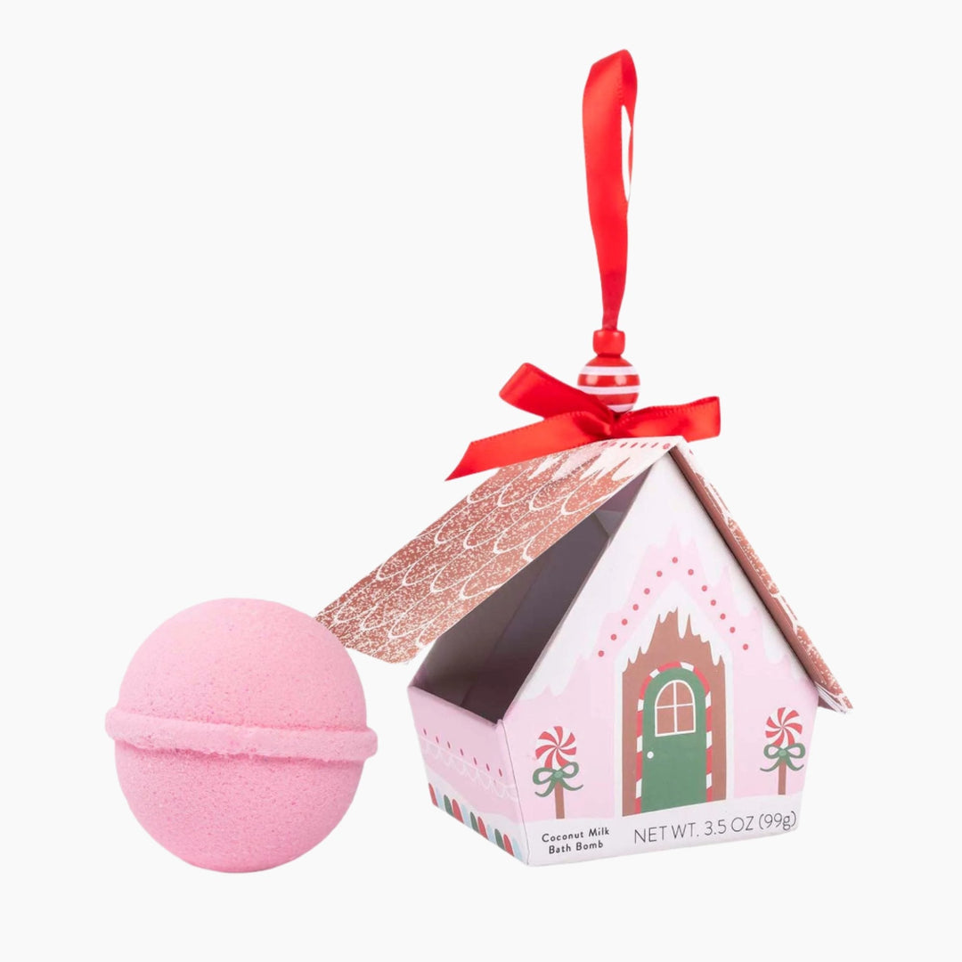 Christmas Ornament House - Pink Bath Bomb Cait + Co Bath Bombs Christmas Ornament House - Pink Bath Bomb Bonjour Fete - Party Supplies