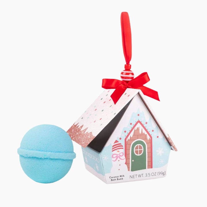 Christmas Ornament House - Blue Bath Bomb Cait + Co Bath Bombs Christmas Ornament House - Blue Bath Bomb Bonjour Fete - Party Supplies