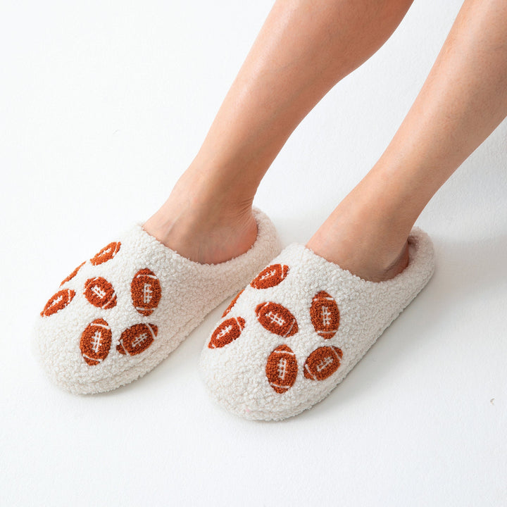 Shiraleah Game Day Slippers, Ivory Shiraleah Retail Slippers Shiraleah Game Day Slippers, Ivory Bonjour Fete - Party Supplies
