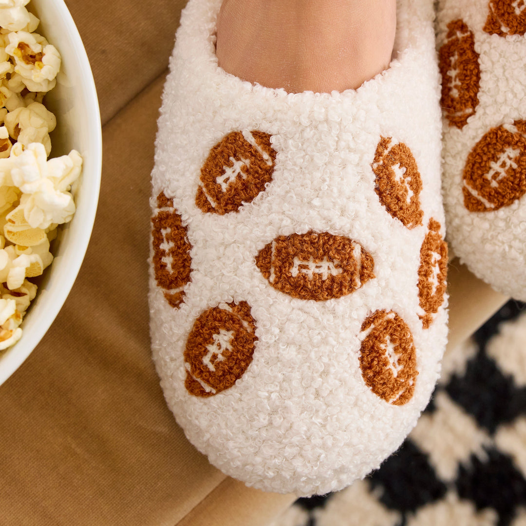 Shiraleah Game Day Slippers, Ivory Shiraleah Retail Slippers Shiraleah Game Day Slippers, Ivory Bonjour Fete - Party Supplies