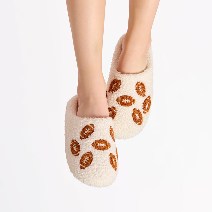 Shiraleah Game Day Slippers, Ivory Shiraleah Retail Slippers Shiraleah Game Day Slippers, Ivory Bonjour Fete - Party Supplies