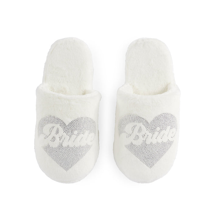 Shiraleah "Bride" Heart Slippers, Ivory Shiraleah Retail Slippers Shiraleah "Bride" Heart Slippers, Ivory Bonjour Fete - Party Supplies