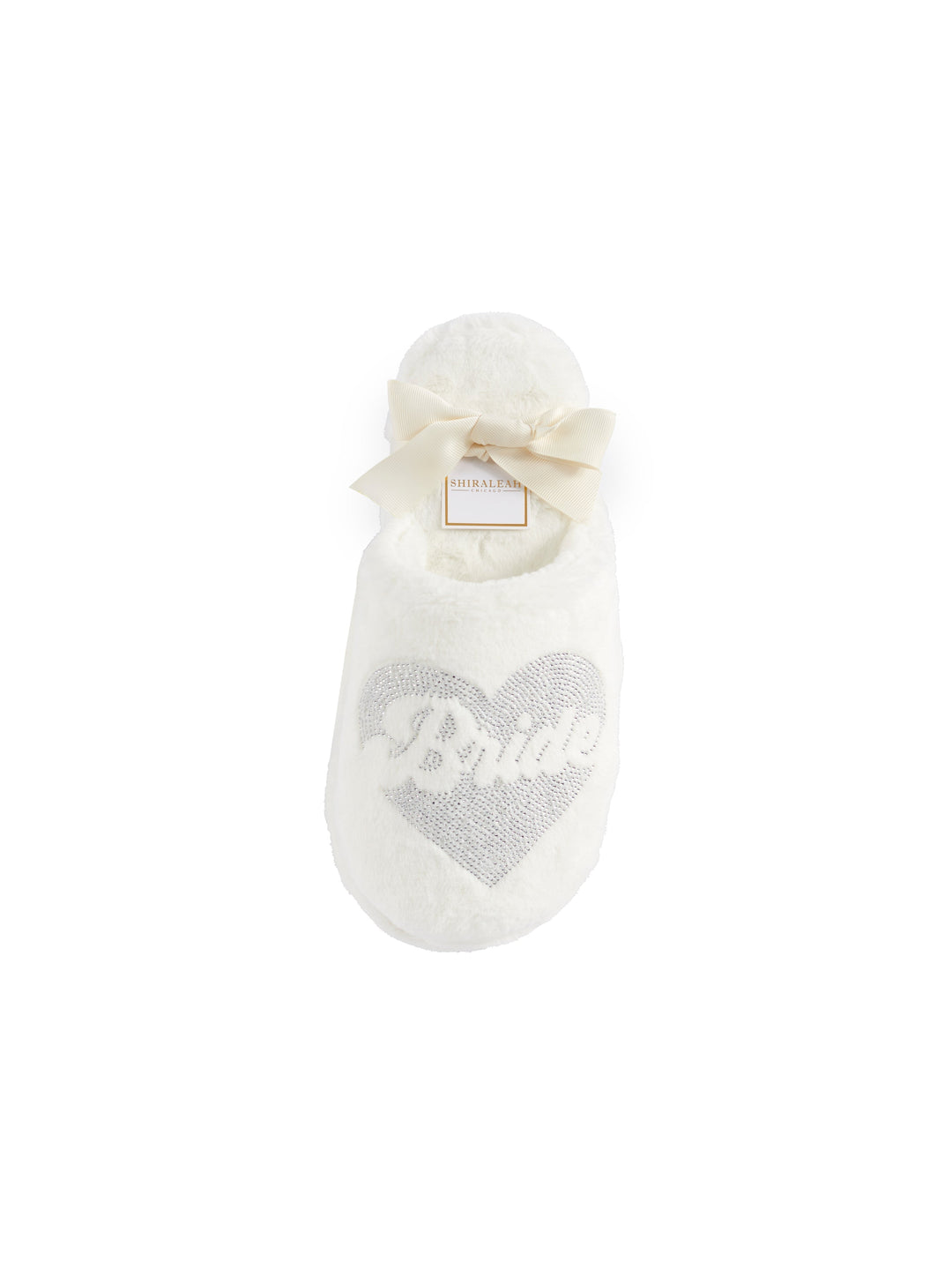Shiraleah "Bride" Heart Slippers, Ivory Shiraleah Retail Slippers Shiraleah "Bride" Heart Slippers, Ivory Bonjour Fete - Party Supplies