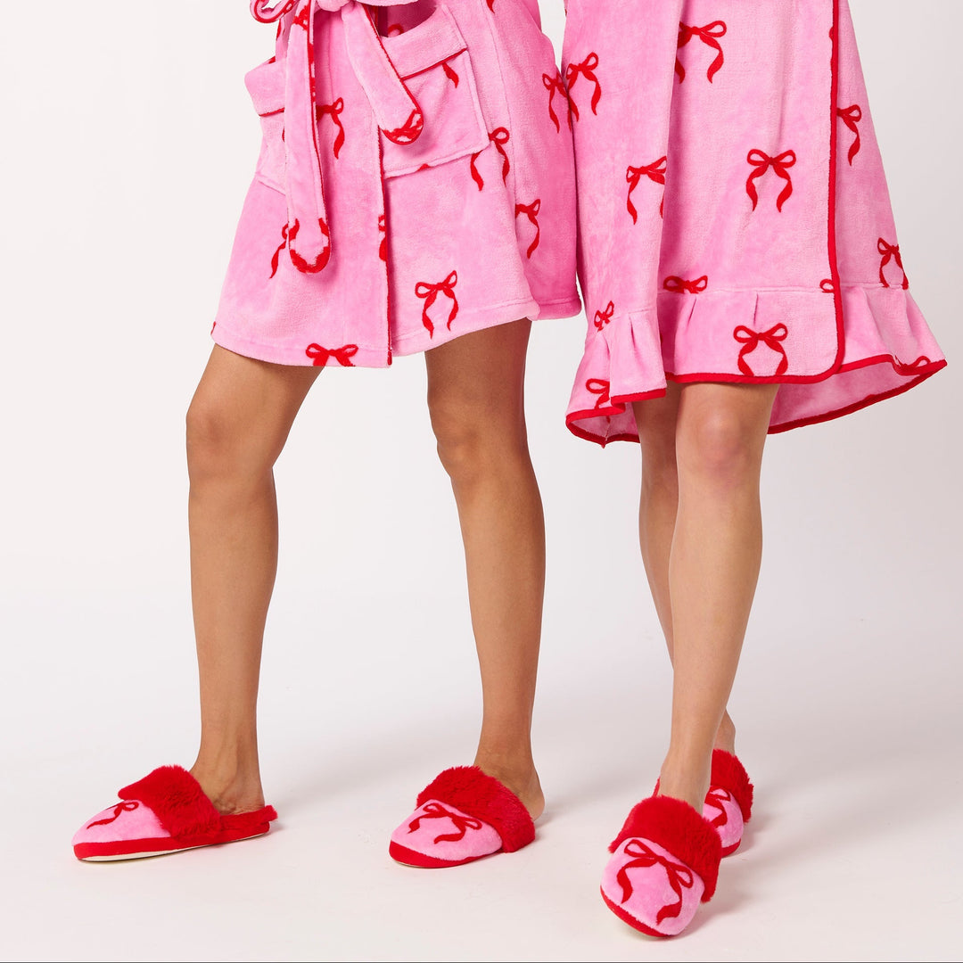 Shiraleah Bow Slippers, Pink Shiraleah Retail Slippers Shiraleah Bow Slippers, Pink Bonjour Fete - Party Supplies