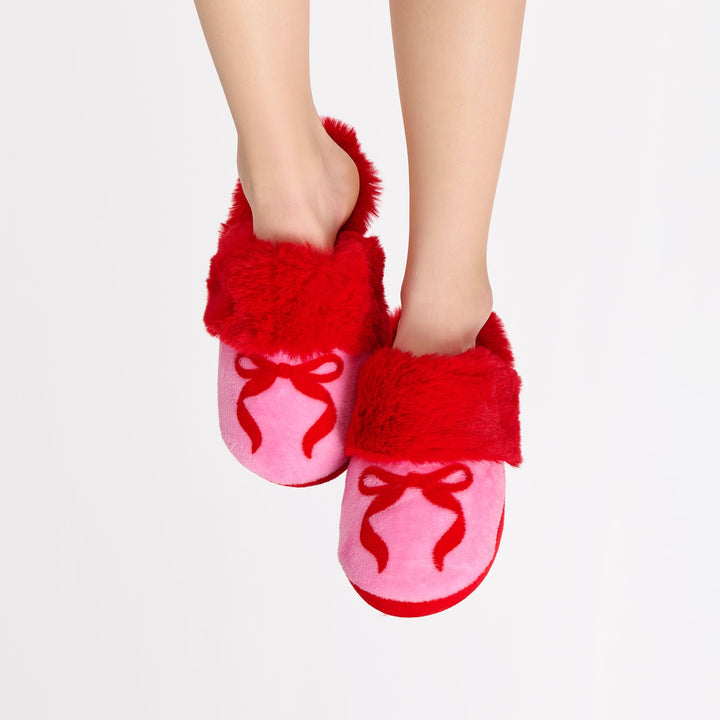 Shiraleah Bow Slippers, Pink Shiraleah Retail Slippers Shiraleah Bow Slippers, Pink Bonjour Fete - Party Supplies