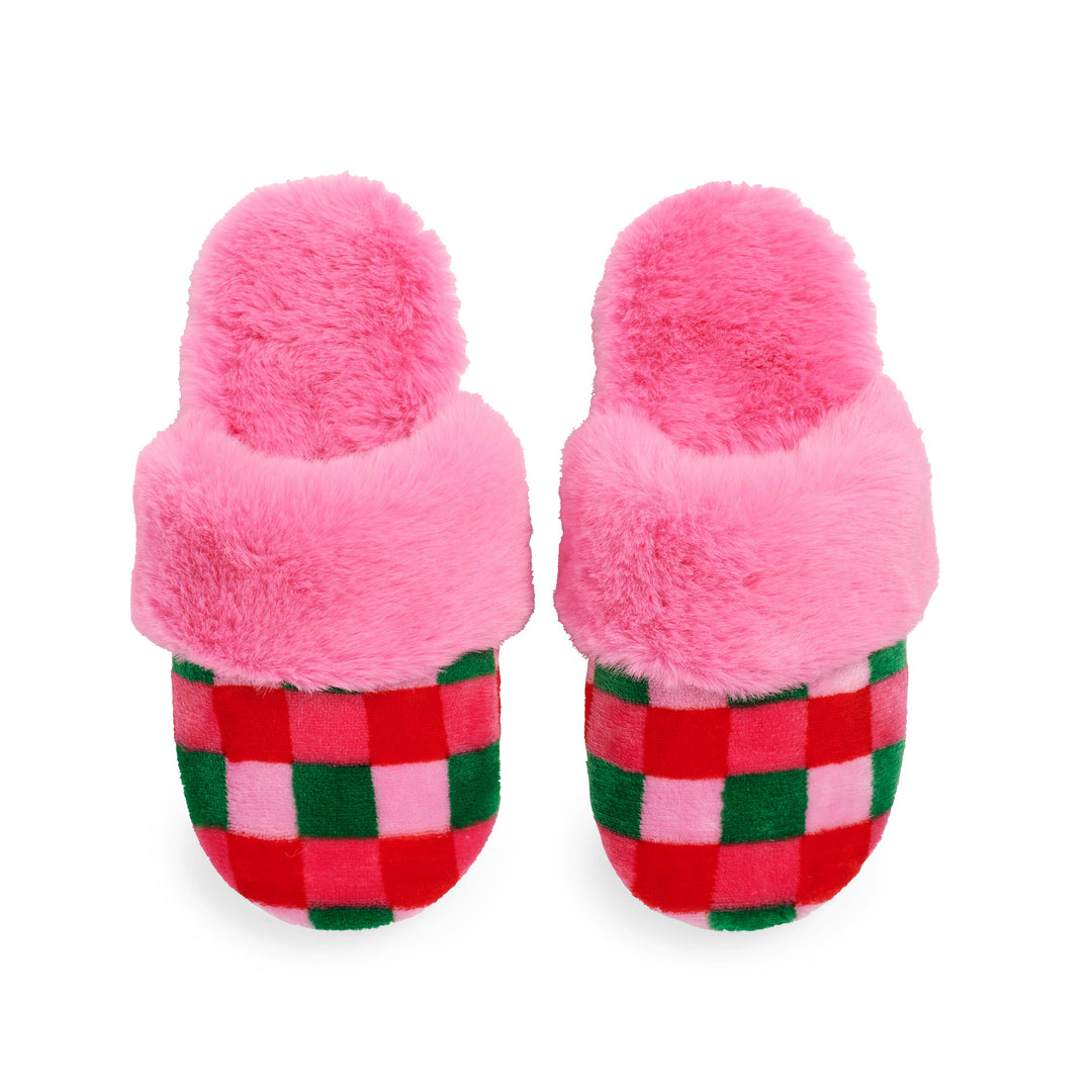 Shiraleah Checkered Slippers, Multi Shiraleah Retail Slippers S/M Shiraleah Checkered Slippers, Multi Bonjour Fete - Party Supplies