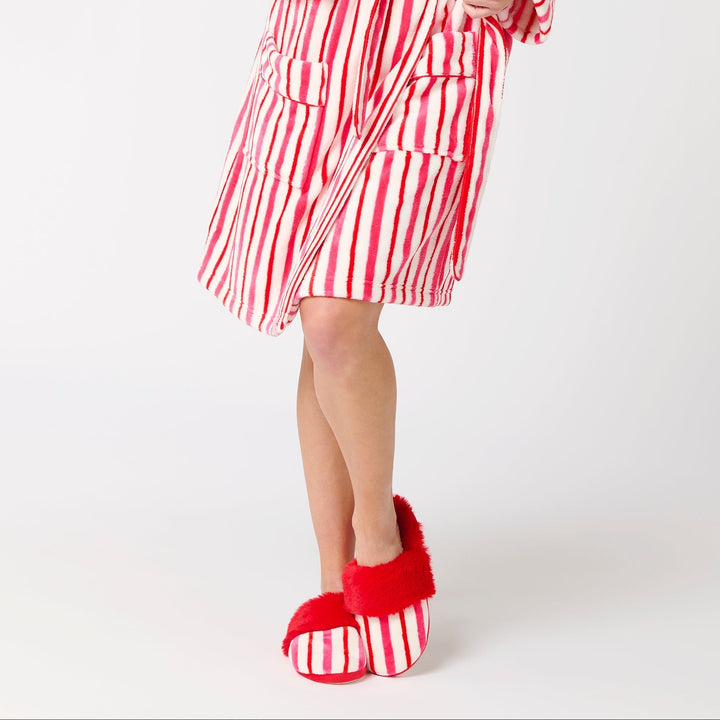 Shiraleah Candy Stripe Slippers, Multi Shiraleah Retail Slippers Shiraleah Candy Stripe Slippers, Multi Bonjour Fete - Party Supplies