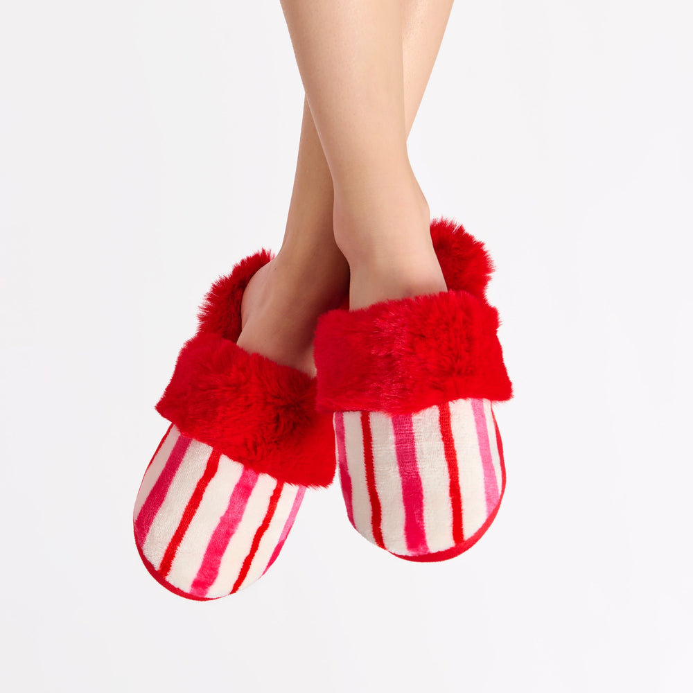 Shiraleah Candy Stripe Slippers, Multi Shiraleah Retail Slippers Shiraleah Candy Stripe Slippers, Multi Bonjour Fete - Party Supplies