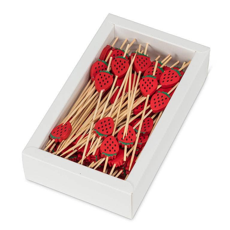 100 Piece Strawberry Pick-4.5"L Abbott 100 Piece Strawberry Pick-4.5"L Bonjour Fete - Party Supplies