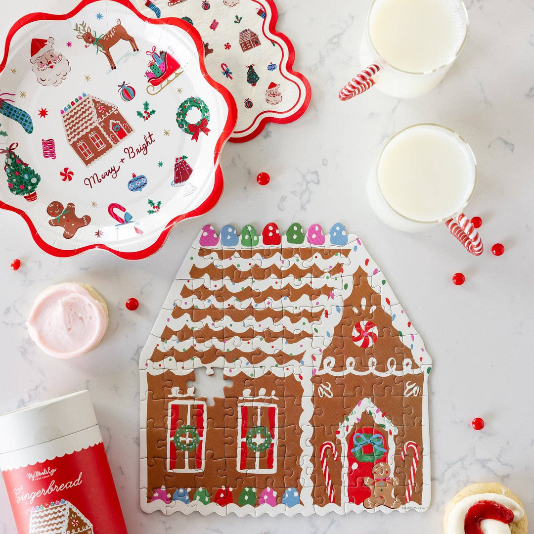 Gingerbread House Kids 87 pc Shaped Jigsaw Puzzle